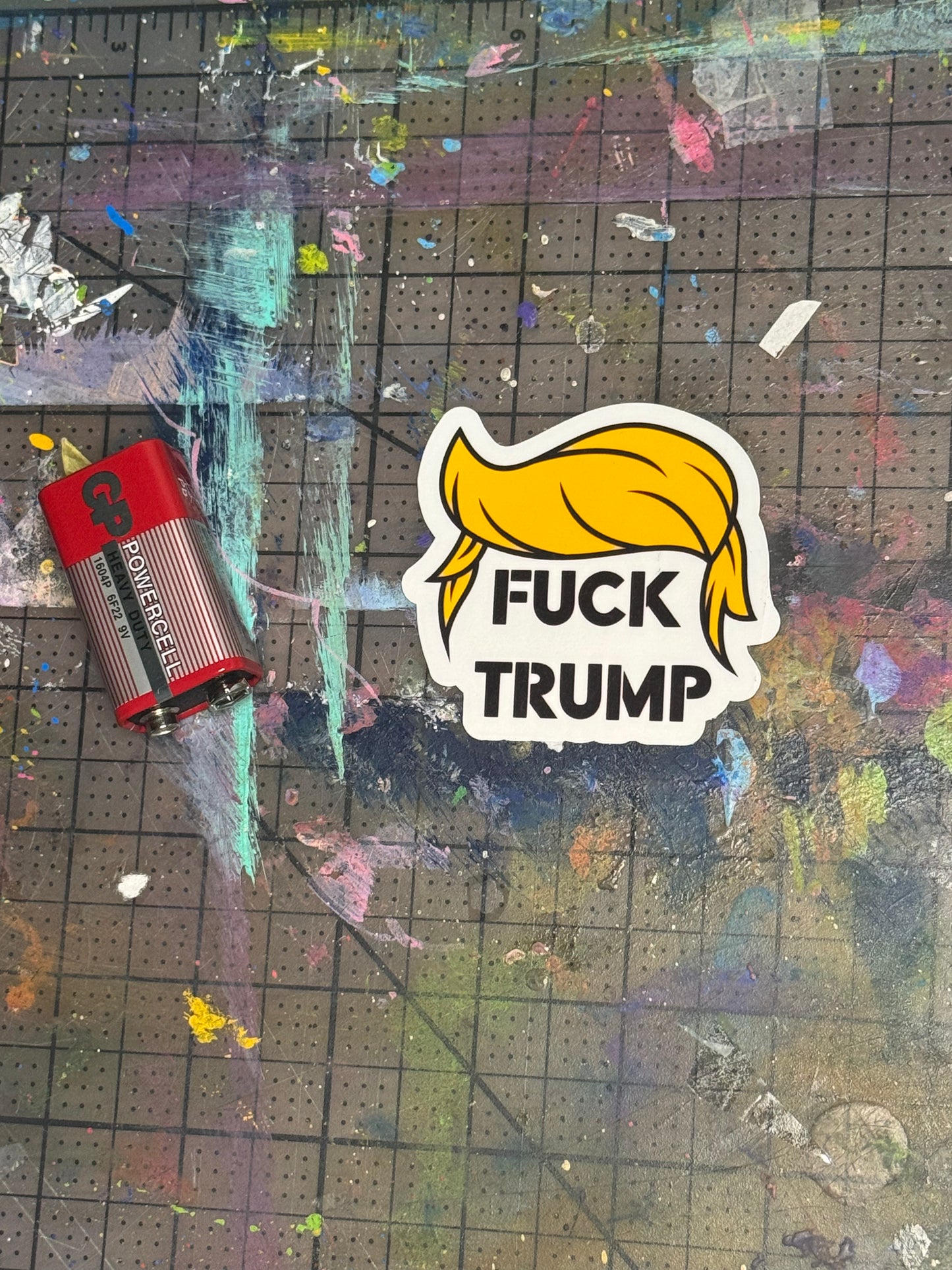 "FUCK TRUMP" HAIR STICKER