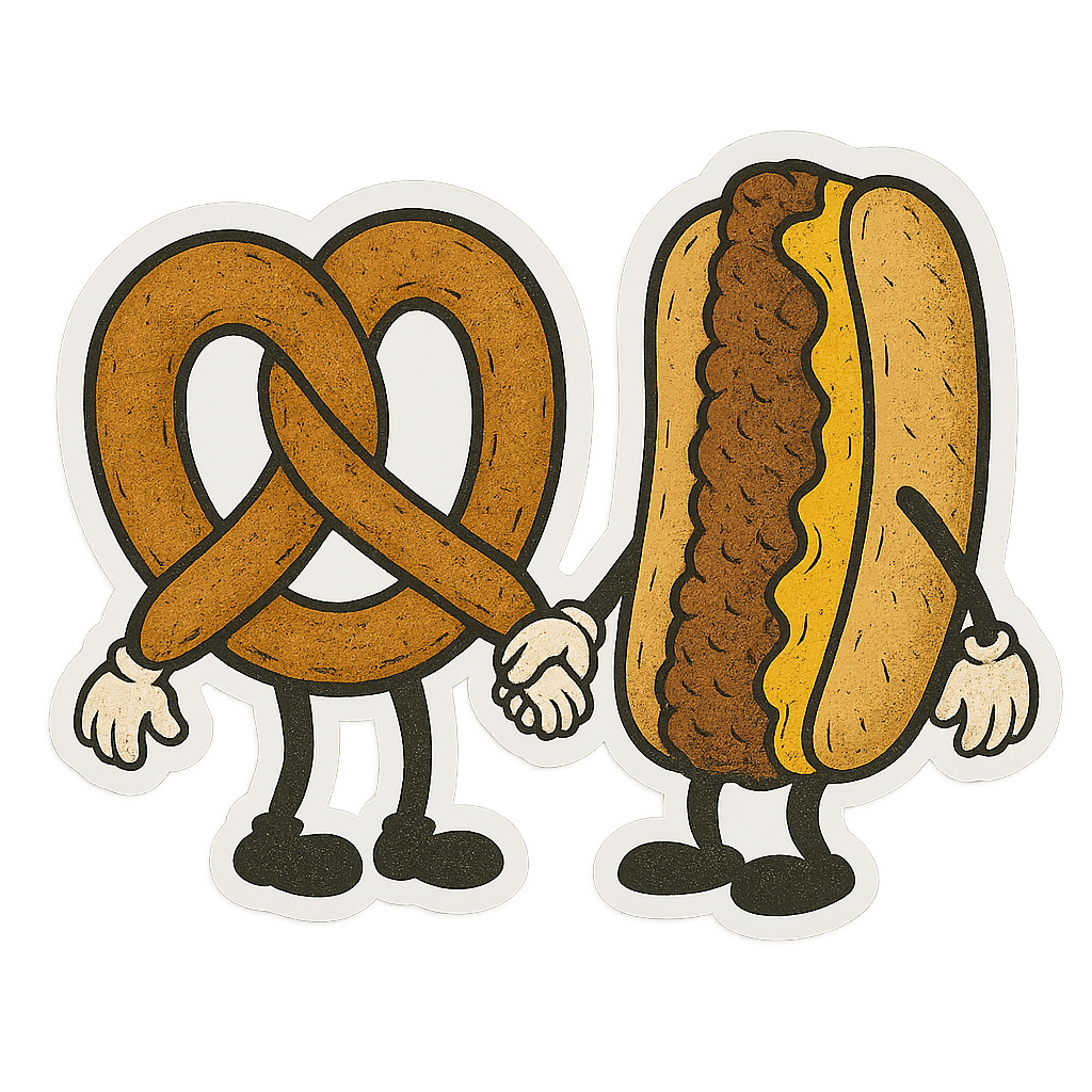 PHILLY PRETZEL & CHEESESTEAK HOLDING HANDS STICKER