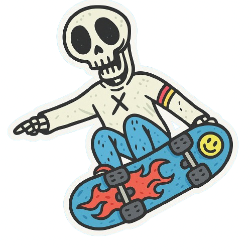 SKELETON SKATEBOARD STICKER