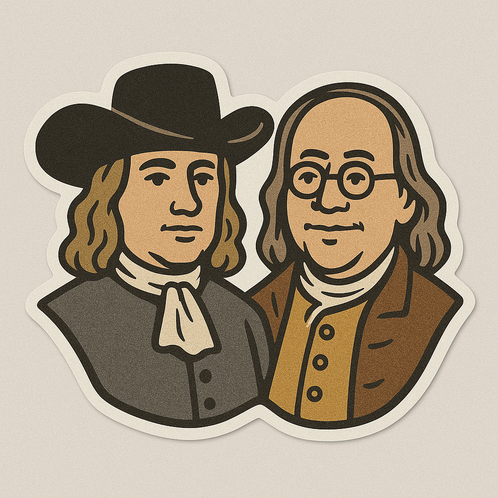 WILLIAM PENN & BENJAMIN FRANKLIN STICKER