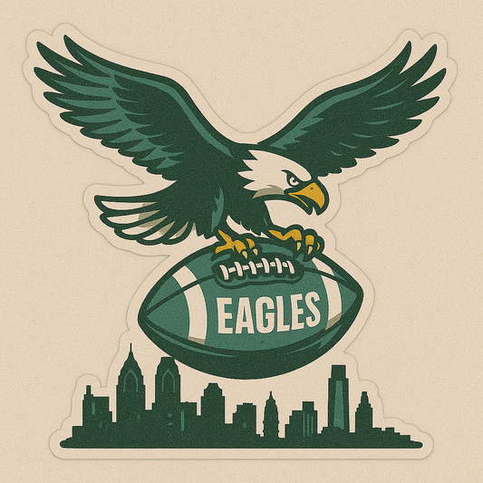 PHILADELPHIA EAGLE CARRYING FOOTBALL OVER CITY STICKER