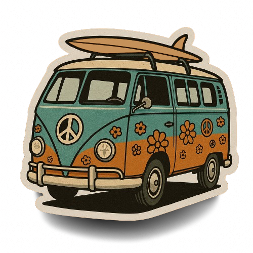 PEACE HIPPIE VAN STICKER