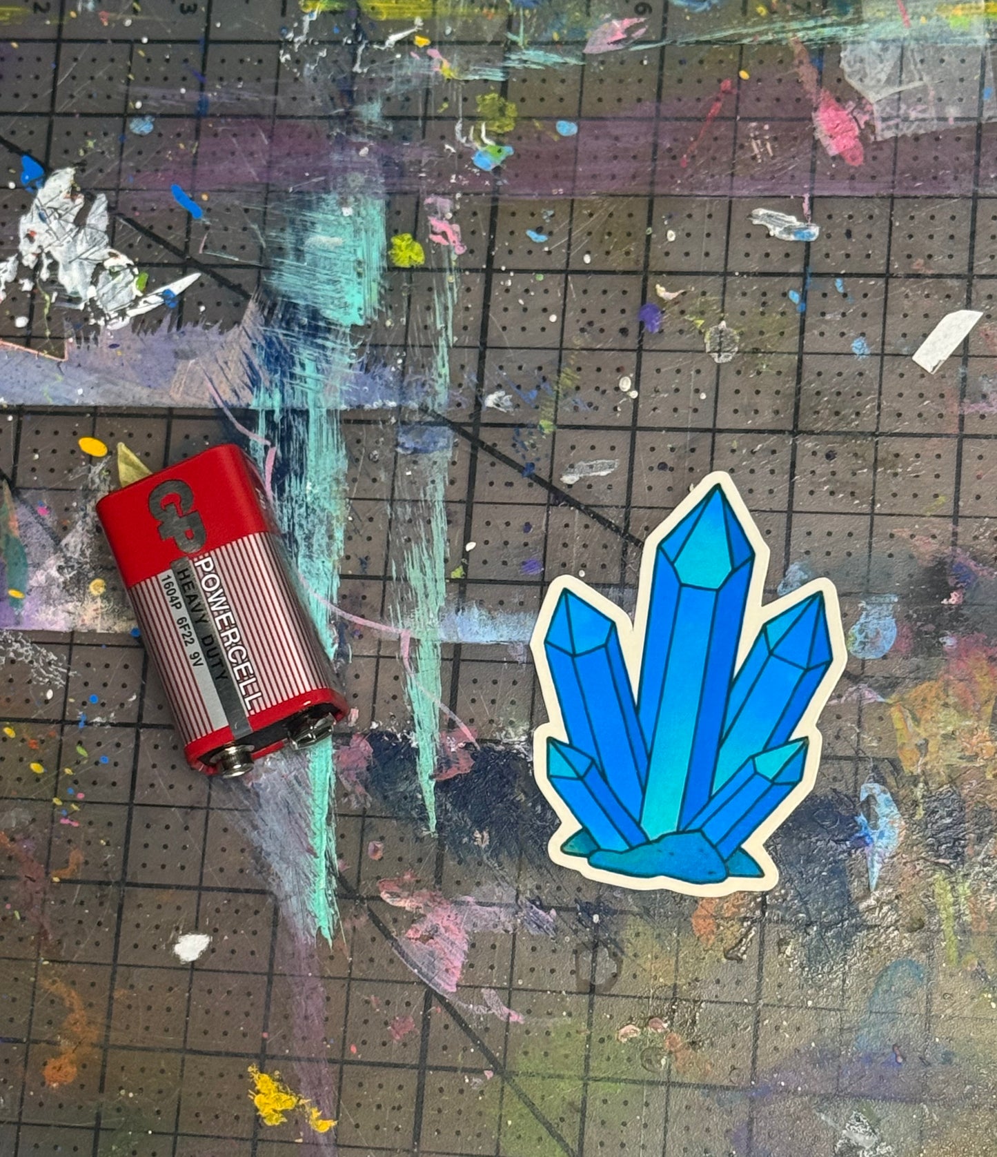 BLUE/GREEN CRYSTALS STICKER