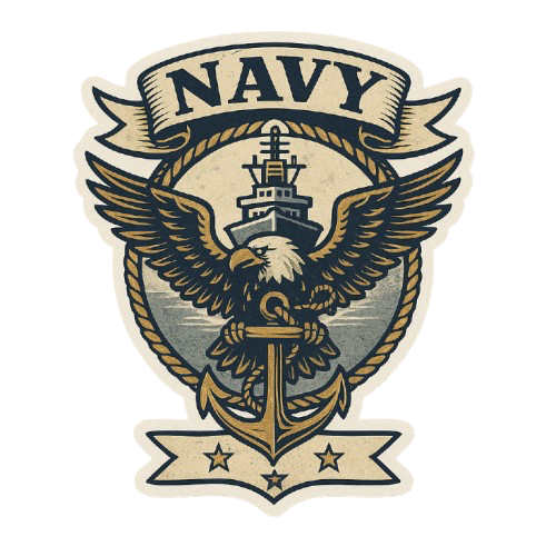 U.S. NAVY BANNER WITH SHIP & EAGLE STICKER