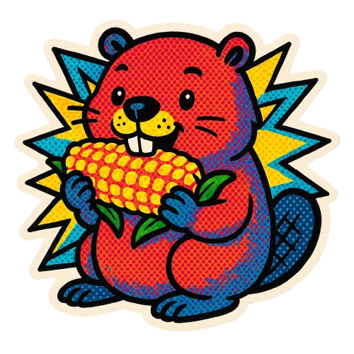POP ART BEAVER & CORN STICKER