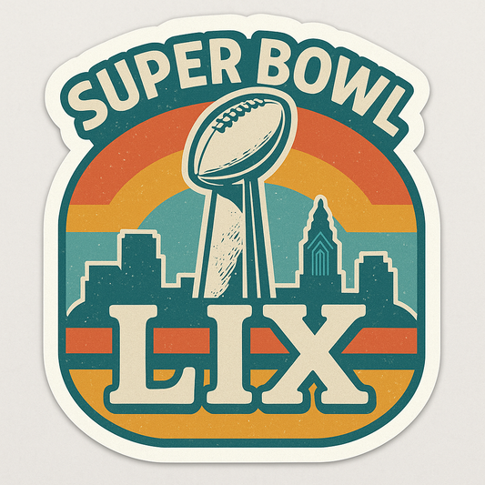 RETRO SUPER BOWL LIX TROPHY STICKER